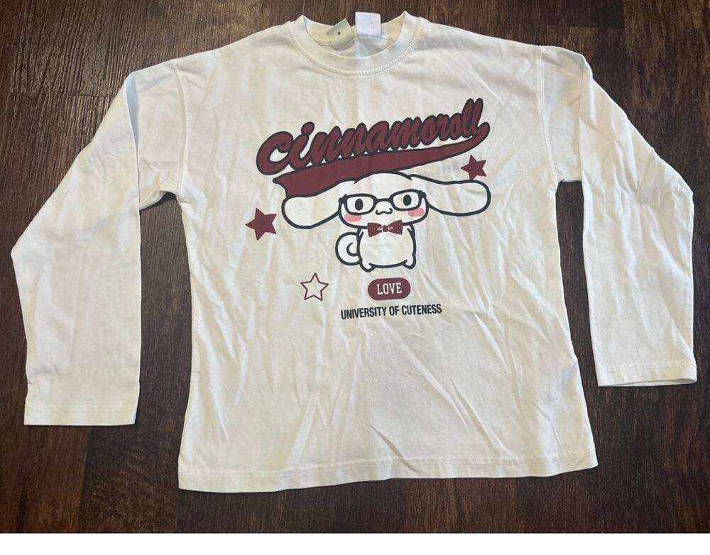 Zara x Sanrio Cinnamoroll Girls White Long Sleeve Graphic T-Shirt Size 8/9